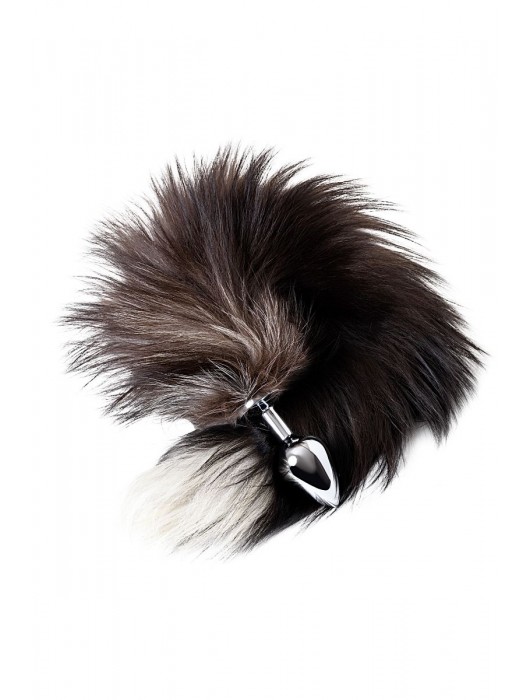 Серебристая металлическая анальная втулка с хвостом чернобурой лисы - размер S - ToyFa - купить с доставкой в Саранске
