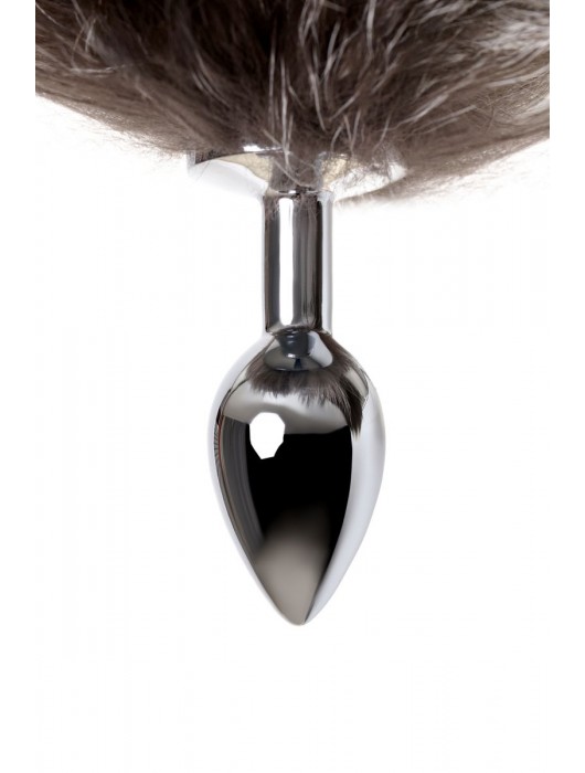 Серебристая металлическая анальная втулка с хвостом чернобурой лисы - размер S - ToyFa - купить с доставкой в Саранске
