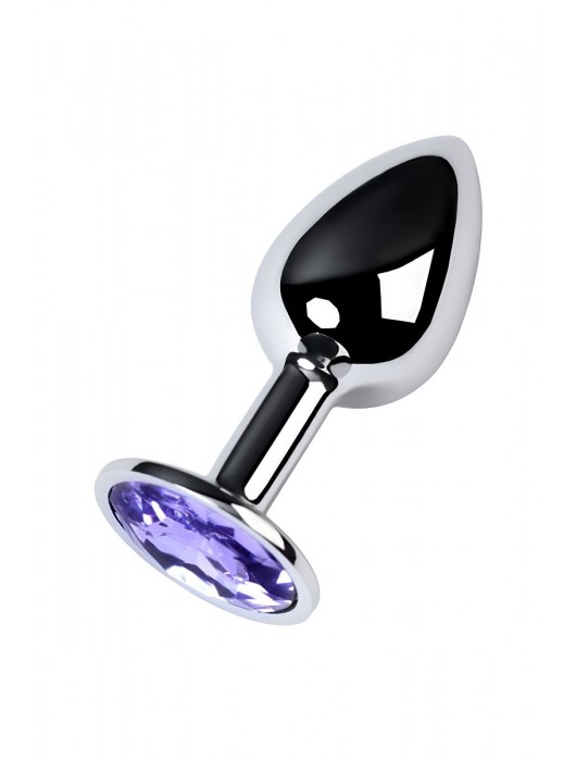 Серебристая конусовидная анальная пробка с фиолетовым кристаллом - 7 см. - ToyFa - купить с доставкой в Саранске
