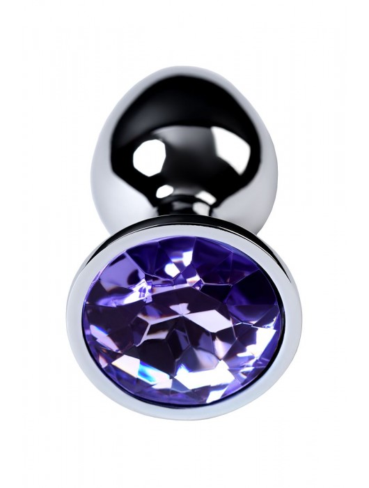 Серебристая конусовидная анальная пробка с фиолетовым кристаллом - 7 см. - ToyFa - купить с доставкой в Саранске