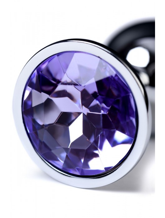 Серебристая конусовидная анальная пробка с фиолетовым кристаллом - 7 см. - ToyFa - купить с доставкой в Саранске