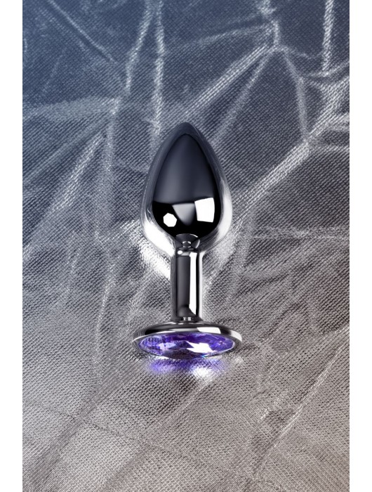 Серебристая конусовидная анальная пробка с фиолетовым кристаллом - 7 см. - ToyFa - купить с доставкой в Саранске