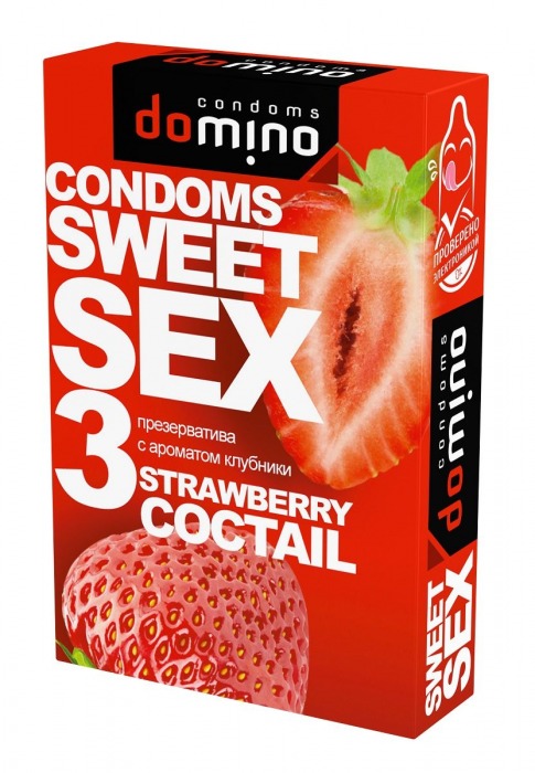 Презервативы для орального секса DOMINO Sweet Sex с ароматом клубничного коктейля  - 3 шт. - Domino - купить с доставкой в Саранске