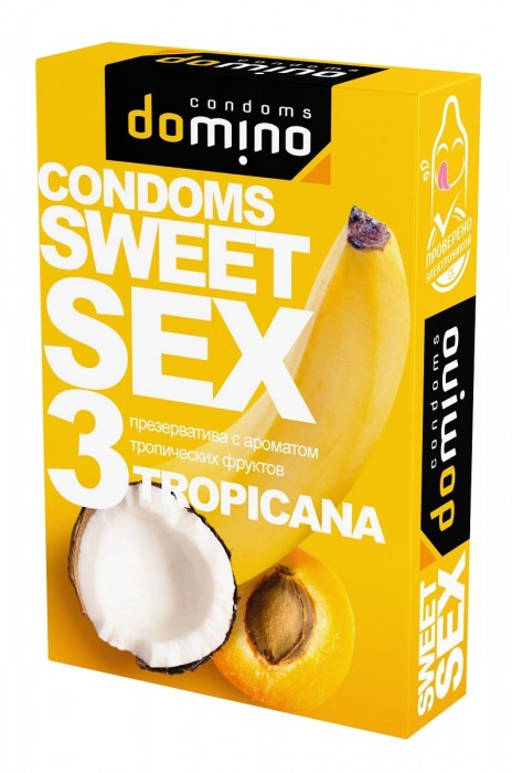 Презервативы для орального секса DOMINO Sweet Sex с ароматом тропических фруктов - 3 шт. - Domino - купить с доставкой в Саранске