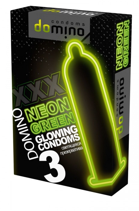 Презервативы DOMINO Neon Green со светящимся в темноте кончиком - 3 шт. - Domino - купить с доставкой в Саранске