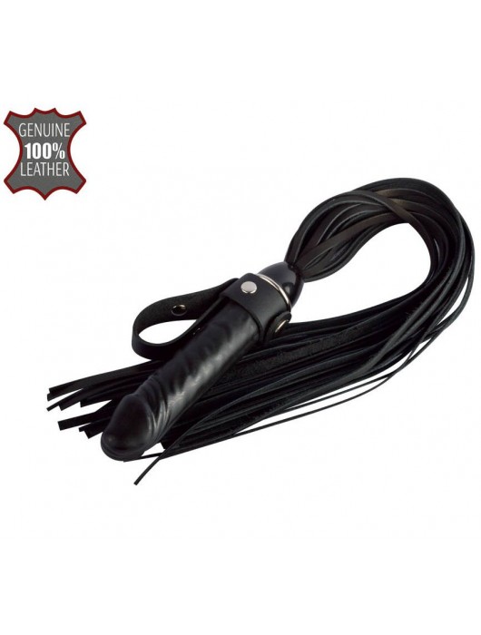 Черная плеть  Ковбой  с ручкой-фаллосом - 55 см. - Sitabella - купить с доставкой в Саранске