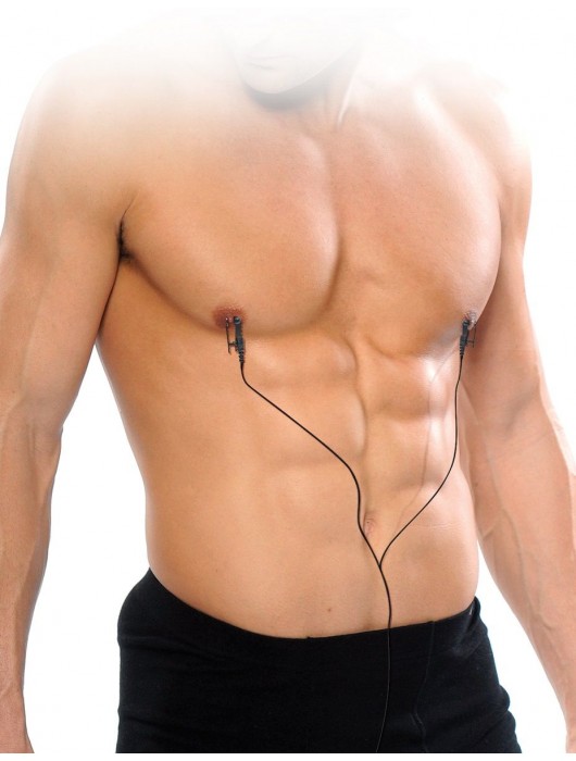 Черные электрические зажимы для сосков Shock Therapy Nipple Clamps - Pipedream - купить с доставкой в Саранске