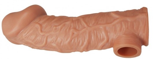 Телесная насадка на фаллос с отверстием для мошонки EXTREME SLEEVE - 17,6 см. - KOKOS - в Саранске купить с доставкой