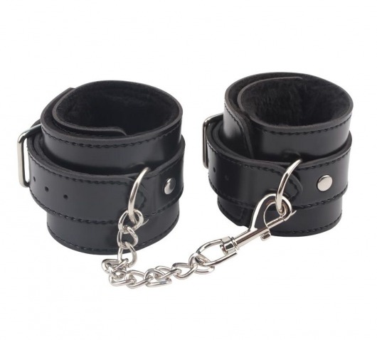 Черные оковы на ноги Obey Me Leather Ankle Cuffs - Chisa - купить с доставкой в Саранске