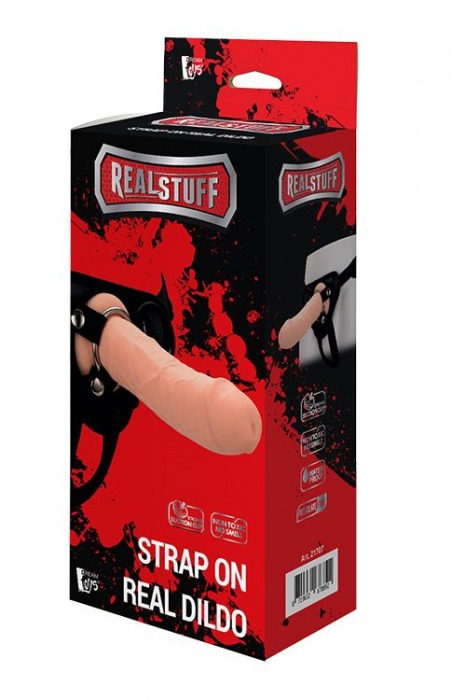 Черные трусики с телесной насадкой STRAP ON REAL DILDO - 21 см. - Dream Toys - купить с доставкой в Саранске