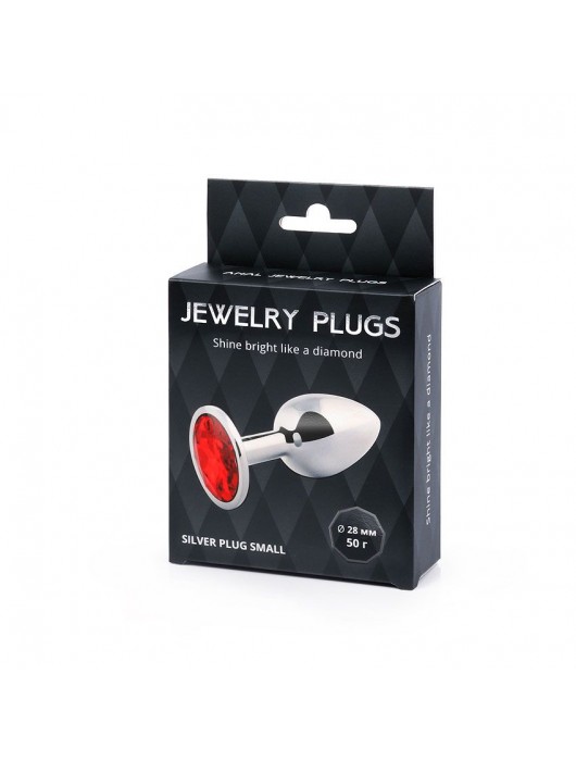 Серебристая анальная пробка с красным стразом - 7,2 см. - Anal Jewelry Plug - купить с доставкой в Саранске
