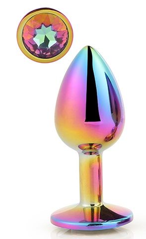 Голографическая анальная втулка с радужным кристаллом - 7,1 см. - Dream Toys - купить с доставкой в Саранске
