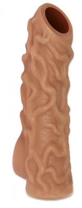 Телесная насадка с венками и открытой головкой Nude Sleeve M - 12 см. - KOKOS - в Саранске купить с доставкой