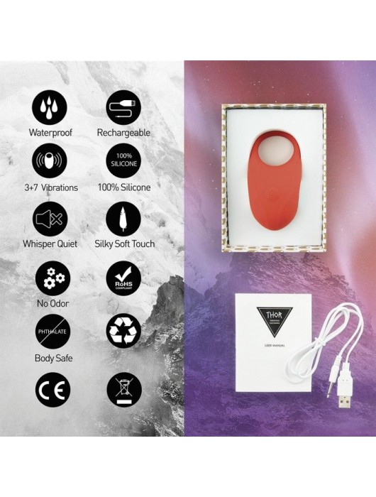 Красное кольцо с вибрацией Thor Cockring - FeelzToys - в Саранске купить с доставкой