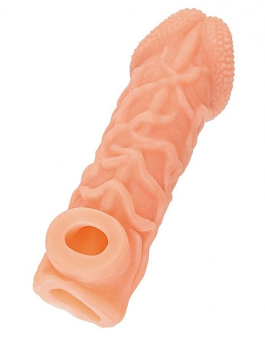 Телесная закрытая насадка с венками Cock Sleeve Size S - 13,8 см. - KOKOS - в Саранске купить с доставкой