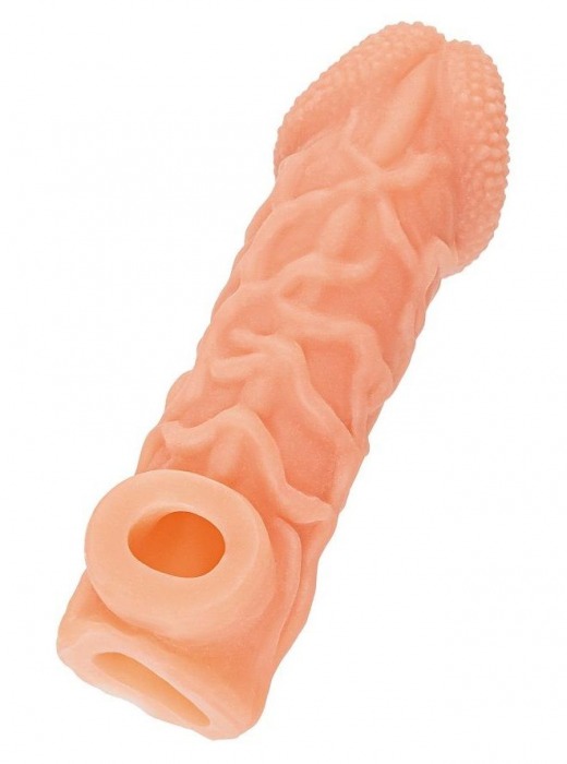 Телесная закрытая насадка с венками Cock Sleeve Size M - 15,6 см. - KOKOS - в Саранске купить с доставкой