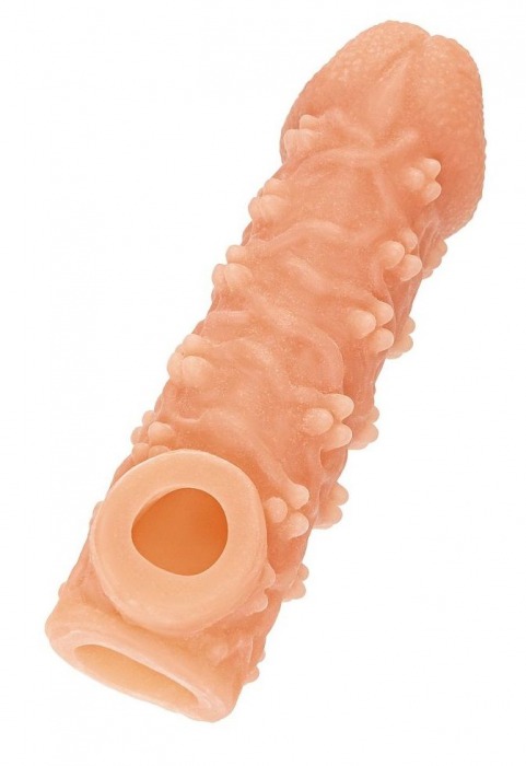 Телесная закрытая насадка с пучками шишечек Cock Sleeve Size L - 17,6 см. - KOKOS - в Саранске купить с доставкой