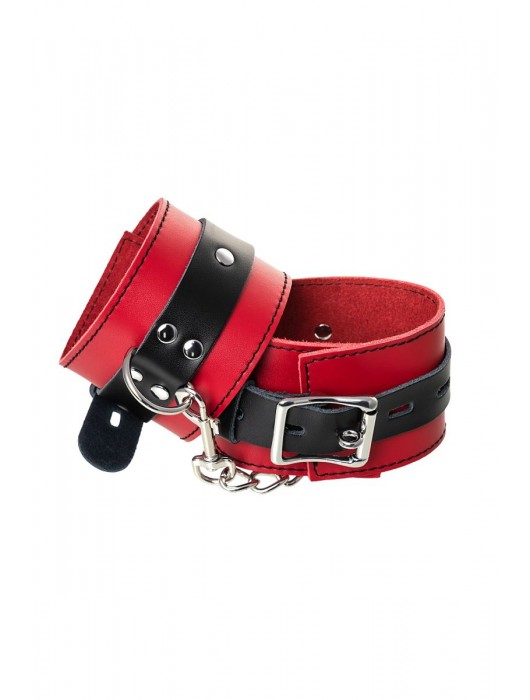 Красно-черные оковы на ноги из кожи - ToyFa - купить с доставкой в Саранске