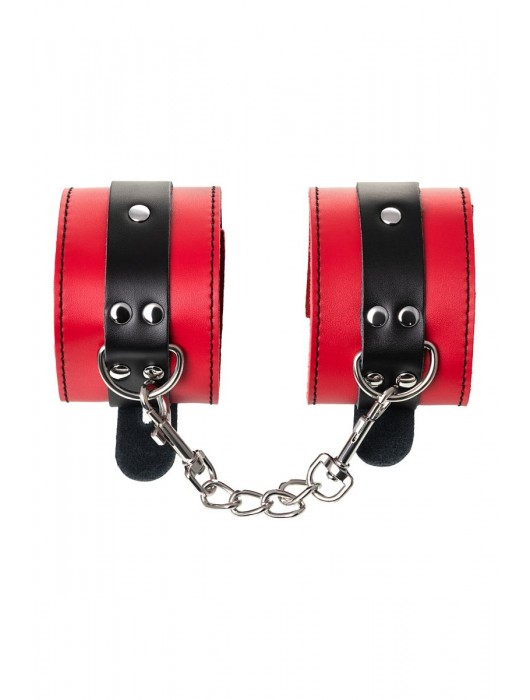 Красно-черные оковы на ноги из кожи - ToyFa - купить с доставкой в Саранске
