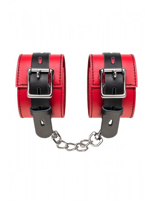 Красно-черные оковы на ноги из кожи - ToyFa - купить с доставкой в Саранске