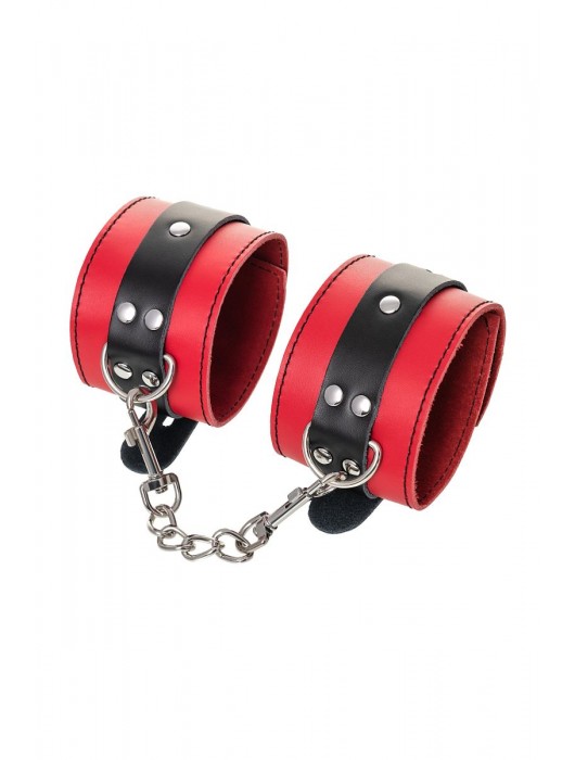 Красно-черные оковы на ноги из кожи - ToyFa - купить с доставкой в Саранске