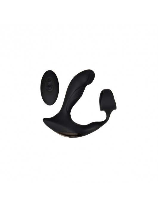 Черный вибромассажер простаты с эрекционным кольцом Strapped   Tapped - Zero Tolerance - в Саранске купить с доставкой