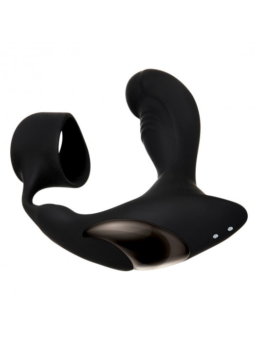 Черный вибромассажер простаты с эрекционным кольцом Strapped   Tapped - Zero Tolerance - в Саранске купить с доставкой