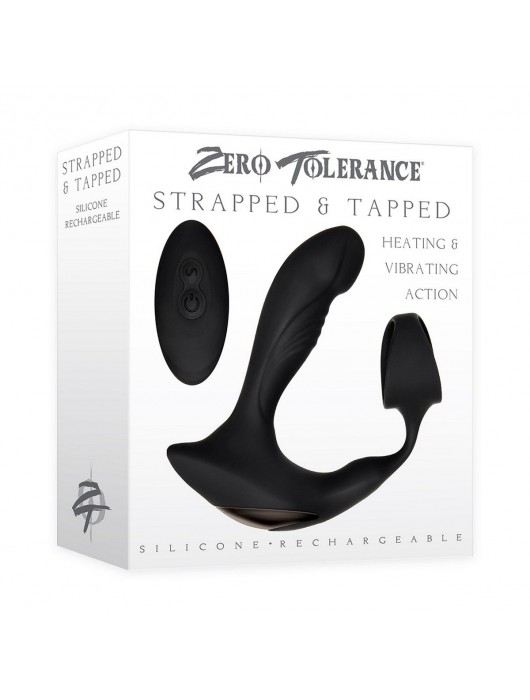 Черный вибромассажер простаты с эрекционным кольцом Strapped   Tapped - Zero Tolerance - в Саранске купить с доставкой