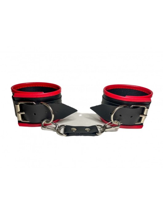 Черно-красные наручники из эко-кожи - БДСМ Арсенал - купить с доставкой в Саранске