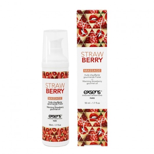 Разогревающее массажное масло  с ароматом клубники Gourmet Strawberry - 50 мл. - Exsens - купить с доставкой в Саранске