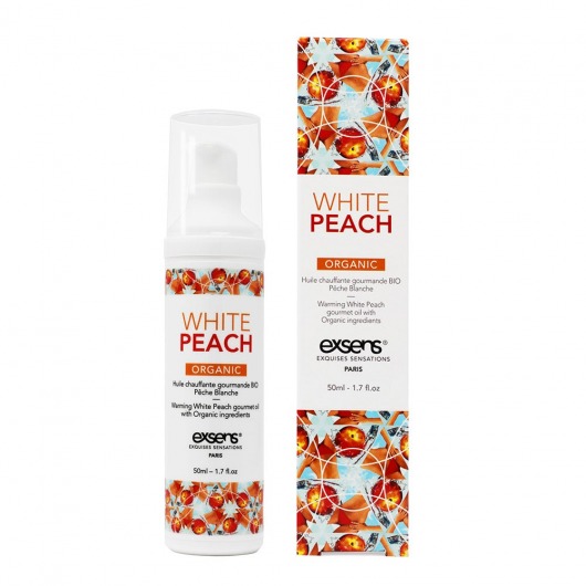 Разогревающее массажное масло Gourmet White Peach Organic с органическими ингредиентами - 50 мл. - Exsens - купить с доставкой в Саранске