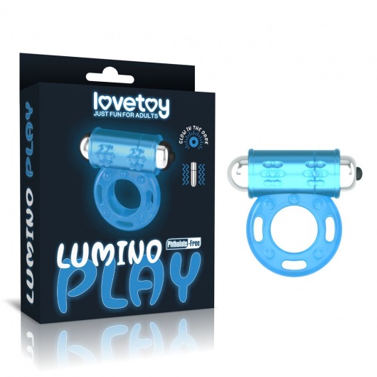 Голубое, светящееся в темноте эрекционное виброкольцо Lumino Play Vibrating Penis Ring - Lovetoy - в Саранске купить с доставкой