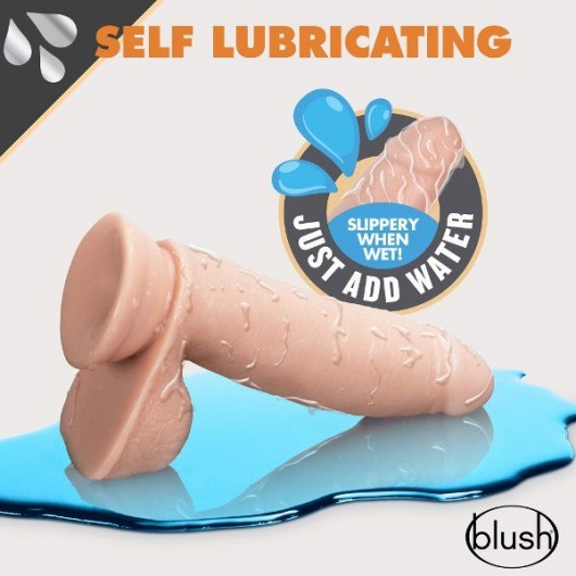 Телесный фаллоимитатор 7 inch Self Lubricating Dildo with Balls - 17,8 см. - Blush Novelties