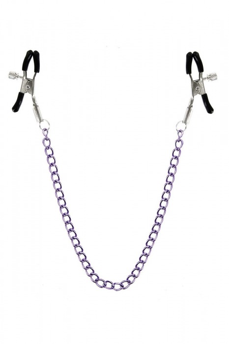 Зажимы для сосков с фиолетовой цепочкой Sweet Caress Nipple Chain - Sweet Caress - купить с доставкой в Саранске
