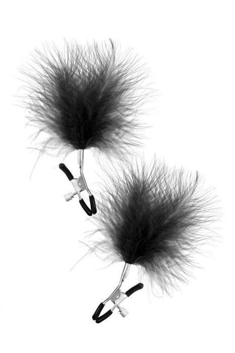 Зажимы на соски с черными пуховыми кисточками Sweet Caress Feather Nipple Clumps - Sweet Caress - купить с доставкой в Саранске