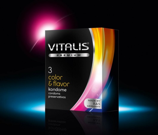 Цветные ароматизированные презервативы VITALIS PREMIUM color   flavor - 3 шт. - Vitalis - купить с доставкой в Саранске