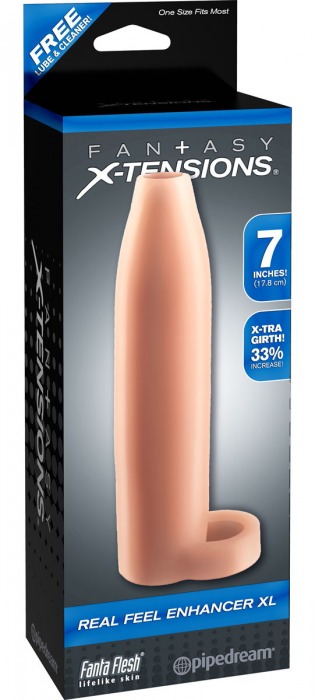 Телесная насадка Real Feel Enhancer XL - 17 см. - Pipedream - в Саранске купить с доставкой