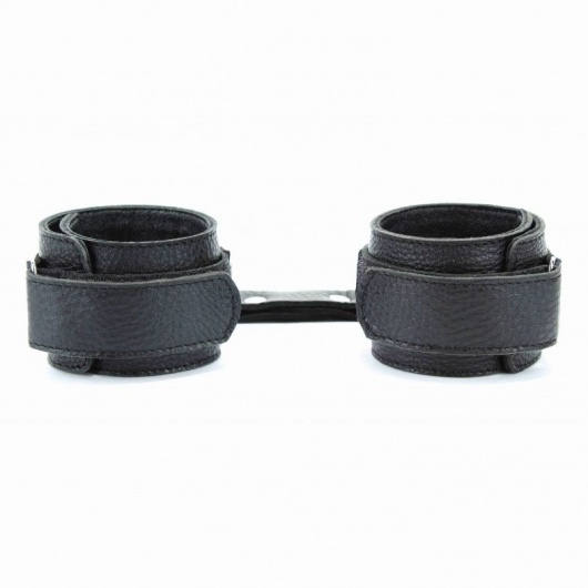 Чёрные кожаные наручники - БДСМ Арсенал - купить с доставкой в Саранске