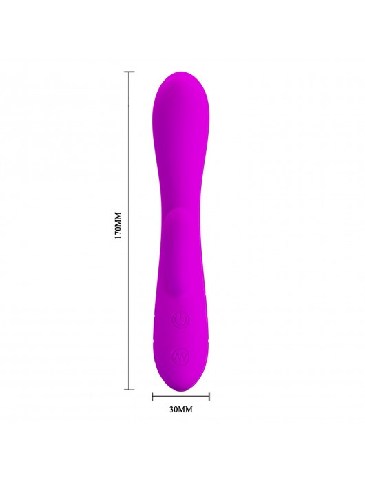 Лиловый вибратор Victor с клиторальным стимулятором - 17 см. - Baile