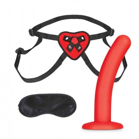 Красный поясной фаллоимитатор Red Heart Strap on Harness   5in Dildo Set - 12,25 см. - Lux Fetish - купить с доставкой в Саранске