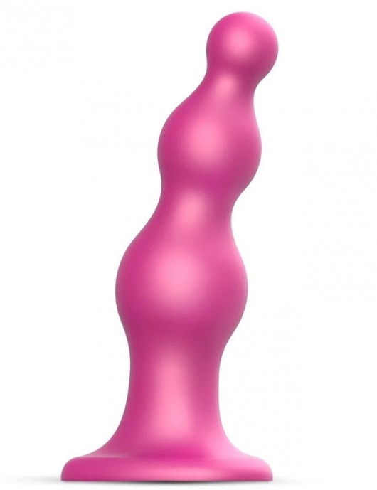 Розовая насадка Strap-On-Me Dildo Plug Beads size S - Strap-on-me - купить с доставкой в Саранске