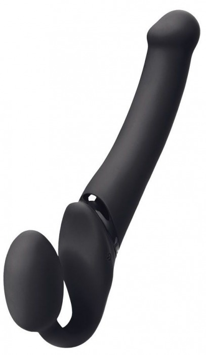 Черный безремневой вибрострапон Silicone Bendable Strap-On - size XL - Strap-on-me - купить с доставкой в Саранске