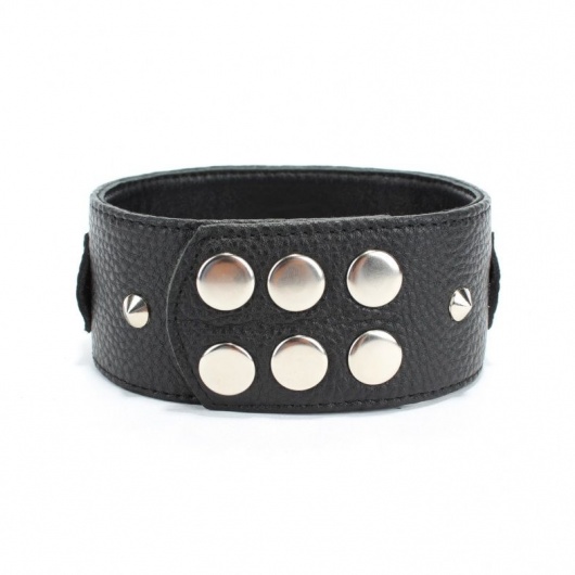 Черный кожаный ошейник с короткими шипами - БДСМ Арсенал - купить с доставкой в Саранске