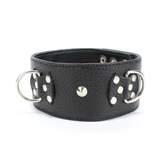 Черный кожаный ошейник с короткими шипами - БДСМ Арсенал - купить с доставкой в Саранске