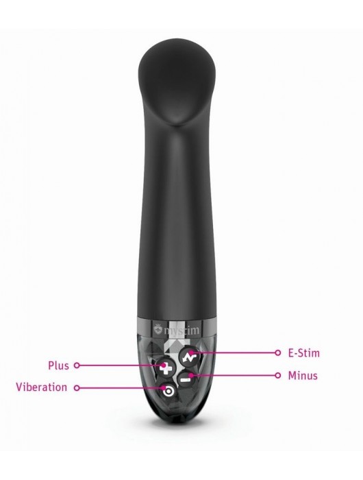 Черный вибратор с функцией электростимуляции Right on Ron - 17 см. - MyStim - купить с доставкой в Саранске