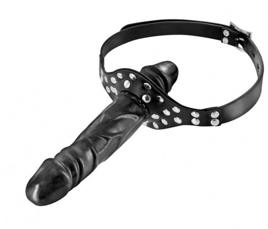 Черный кляп-фаллоимитатор Double Penis Gag - Fetish Tentation - купить с доставкой в Саранске