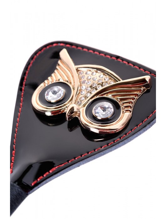 Чёрный стек с совой на кожаном наконечнике - 24 см. - ToyFa - купить с доставкой в Саранске