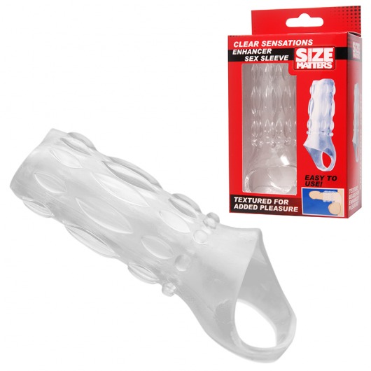 Насадка на пенис с кольцом для мошонки Clear Sensations Enhancer Sex Sleeve - 11,5 см. - XR Brands - в Саранске купить с доставкой