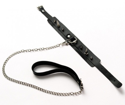Черный ошейник с шипами и поводком - Crazy Handmade - купить с доставкой в Саранске