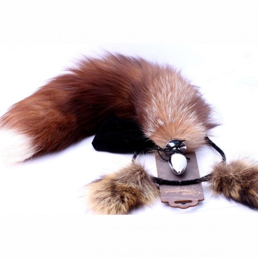 Игровой комплект: серебристая анальная пробка с пушистым хвостом и ободок-ушки - Crazy Handmade - купить с доставкой в Саранске